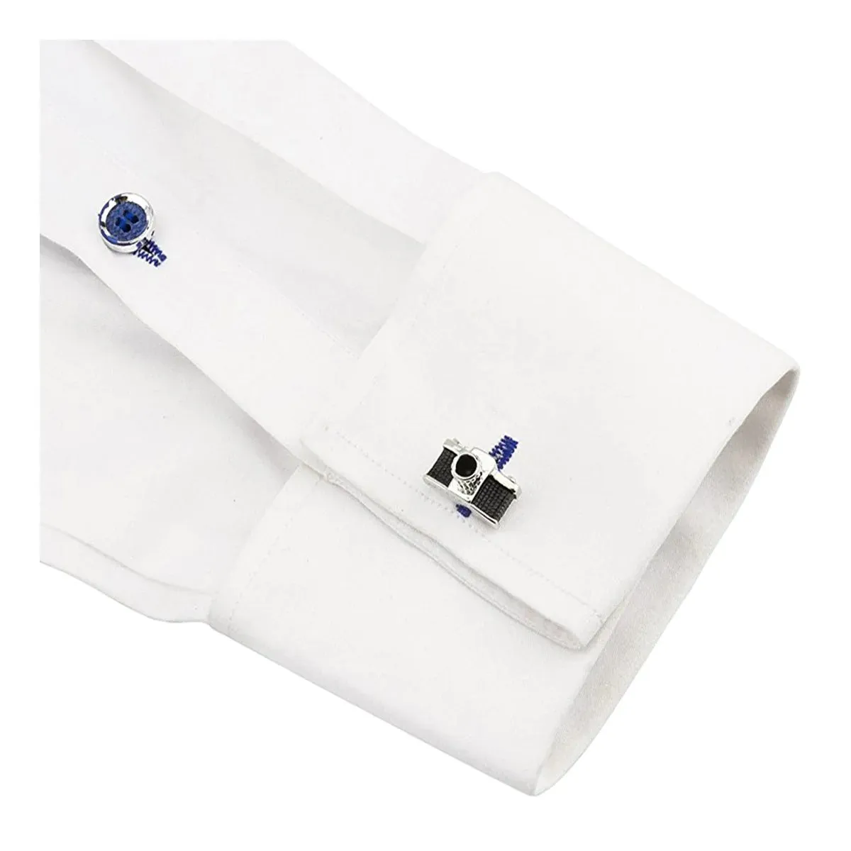 Sleek Black Camera Cufflinks in Presentation Gift Box