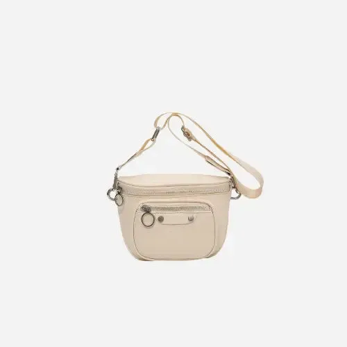 Sleek Silver Texture PU Leather Crossbody Bag