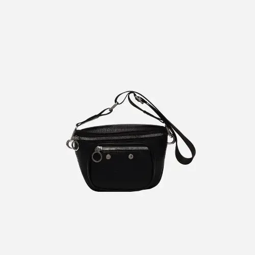 Sleek Silver Texture PU Leather Crossbody Bag
