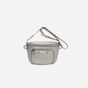 Sleek Silver Texture PU Leather Crossbody Bag