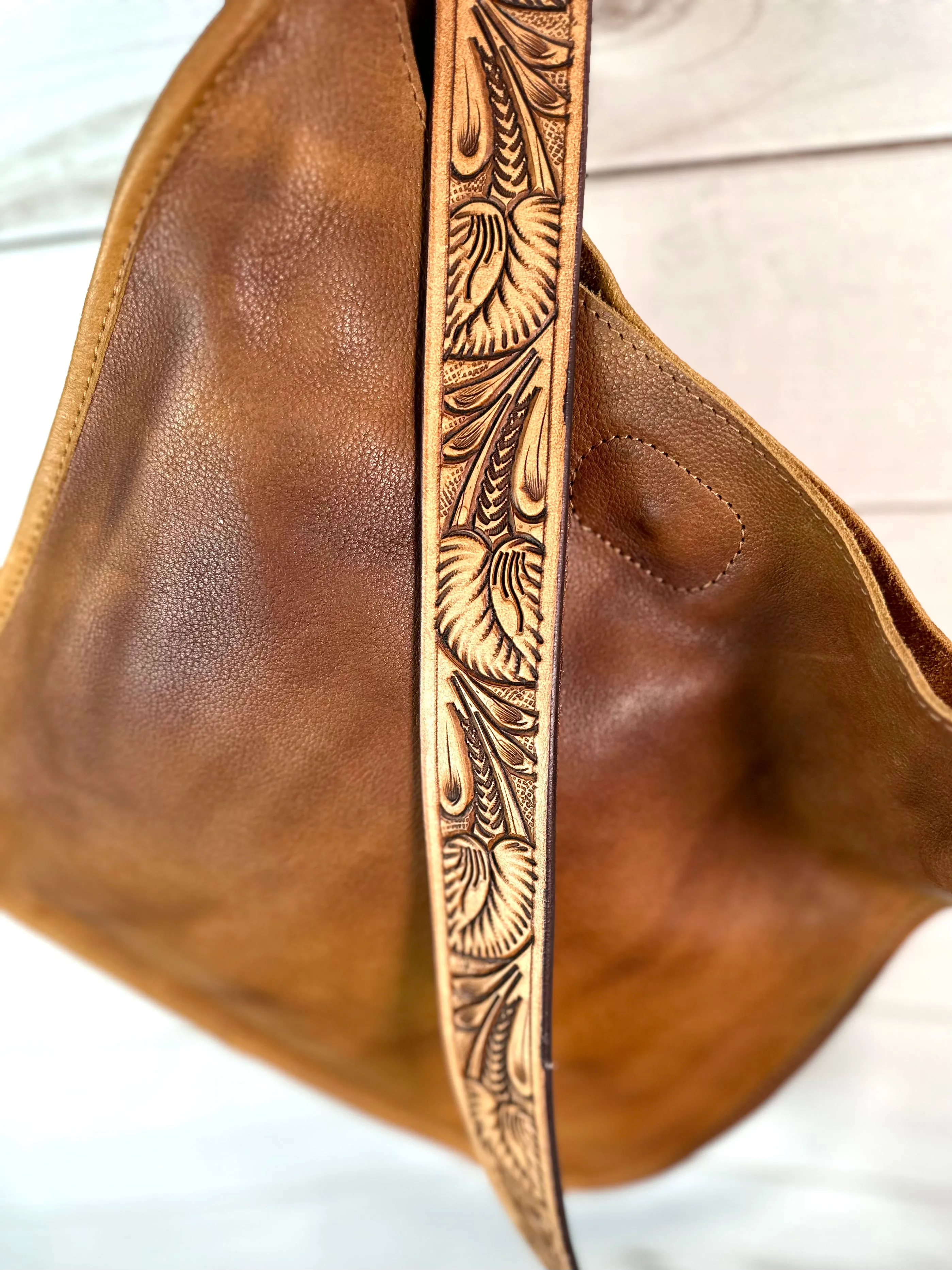 Soft Raw Leather Crossbody Handbag