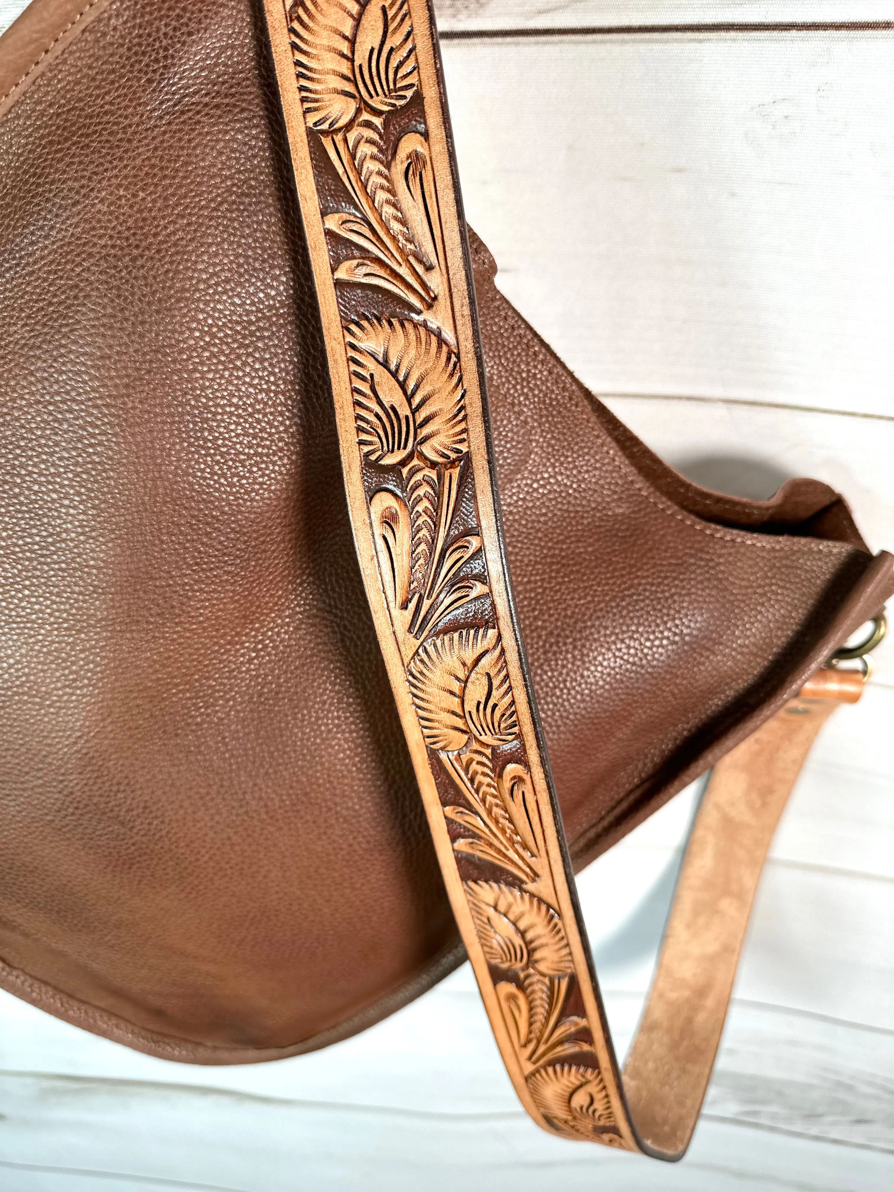Soft Raw Leather Crossbody Handbag