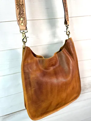 Soft Raw Leather Crossbody Handbag