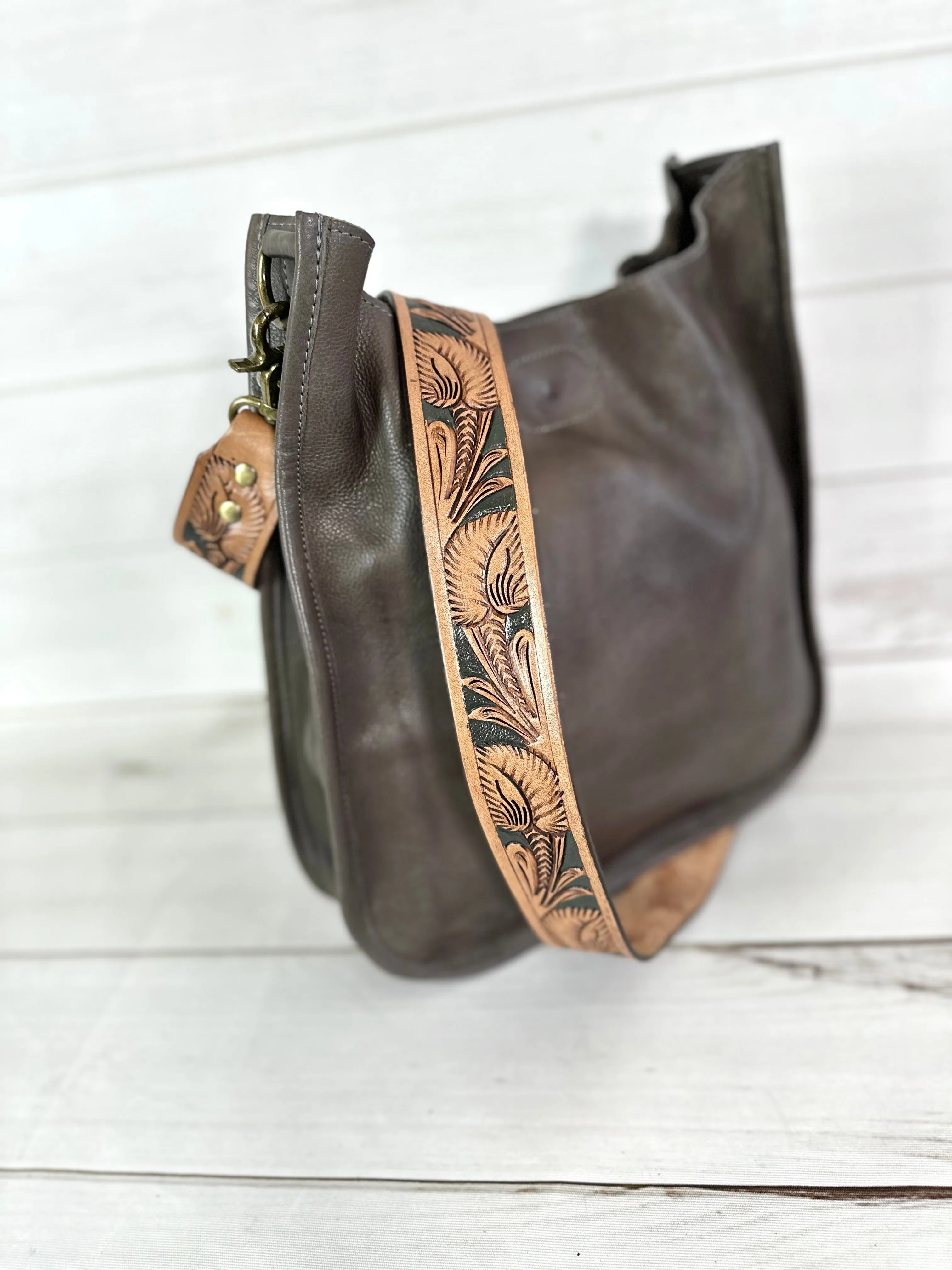 Soft Raw Leather Crossbody Handbag