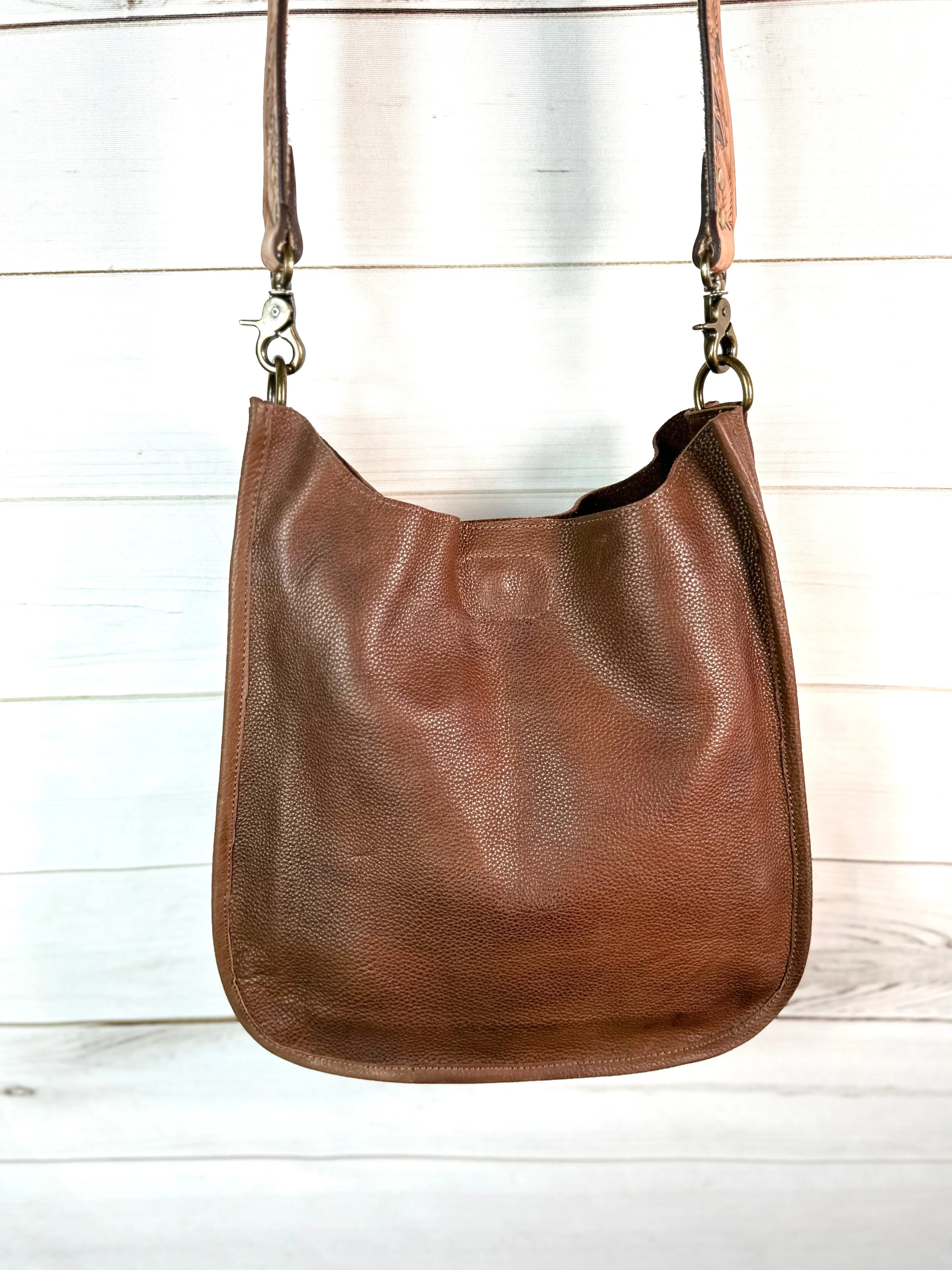Soft Raw Leather Crossbody Handbag