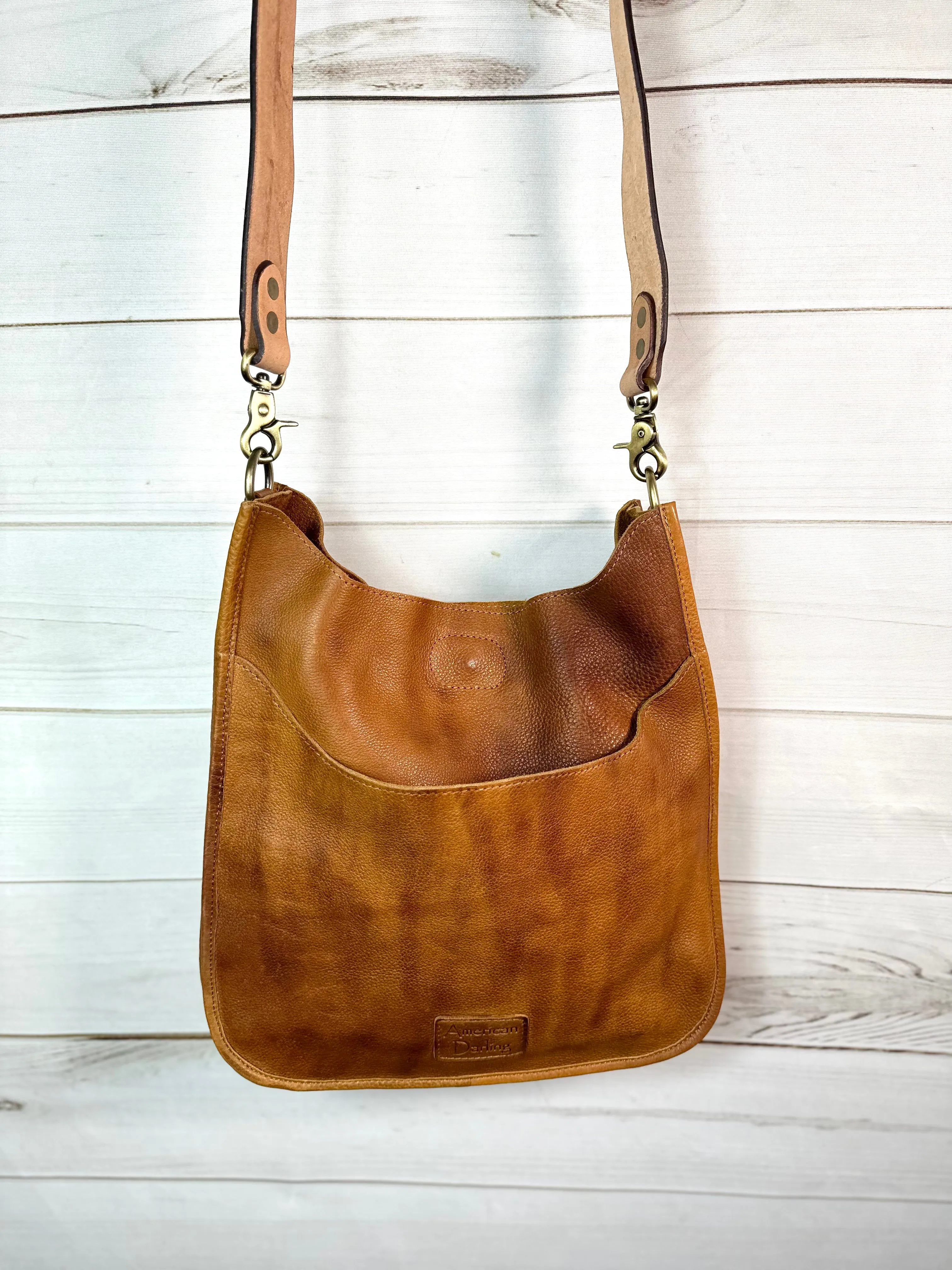 Soft Raw Leather Crossbody Handbag