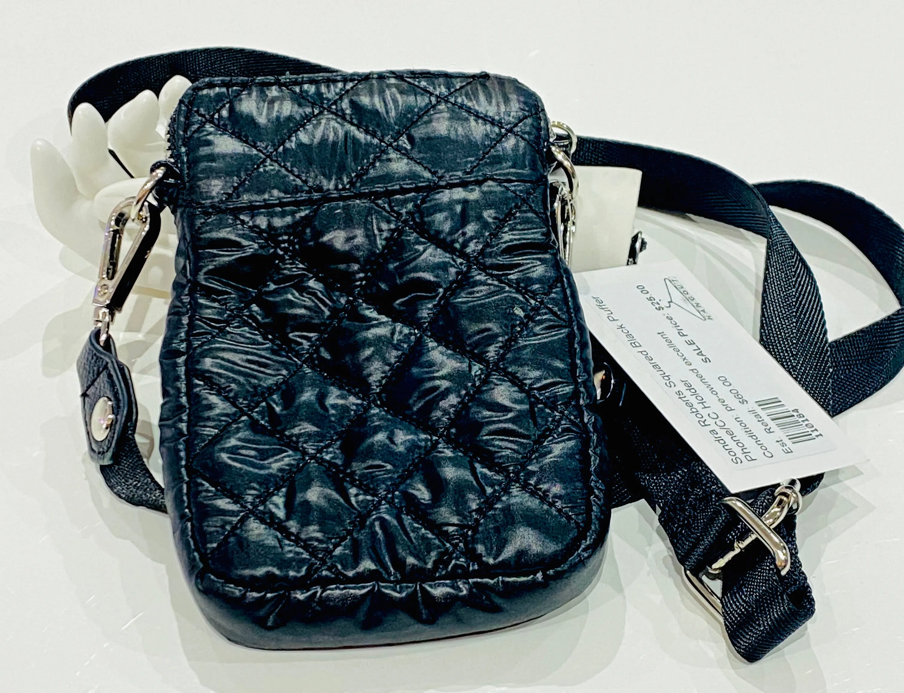 Sondra Roberts Squared Black Puffer Phone/CC Holder