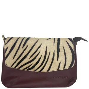 Soruka Lissandra Leather Flap Over Bag - Wine Zebra