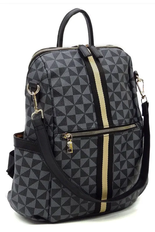 Striped Convertible Backpack
