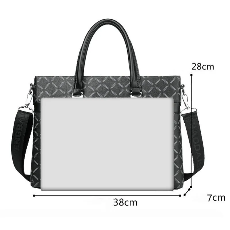 Stylish High-end Black Plaid Print Men's Office Handbags