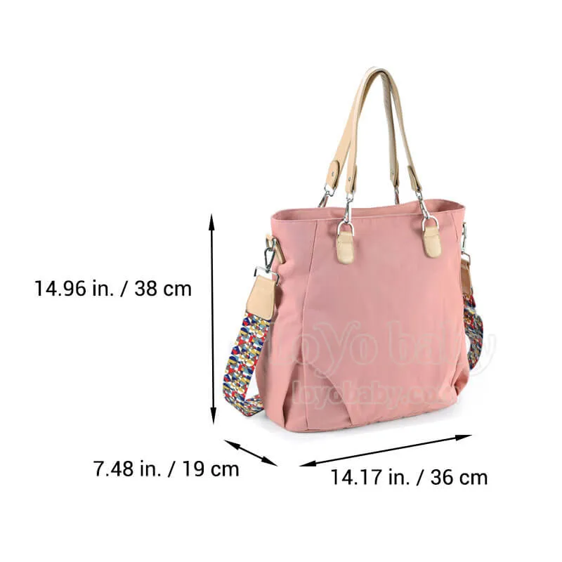 Stylish Waterproof Nylon Diaper Tote Bag For Mom With Shoulder Strap