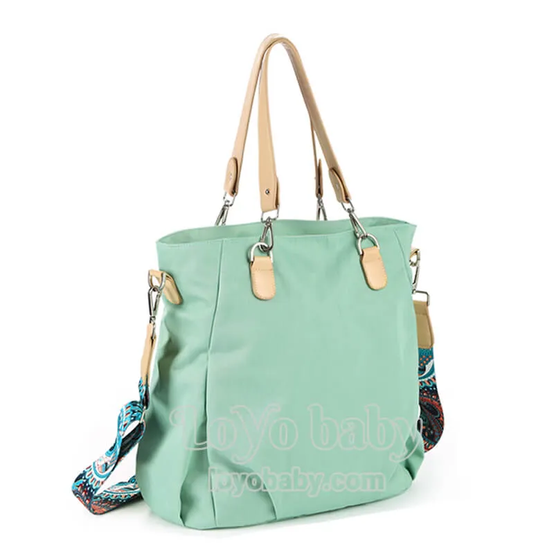 Stylish Waterproof Nylon Diaper Tote Bag For Mom With Shoulder Strap