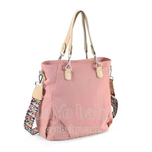 Stylish Waterproof Nylon Diaper Tote Bag For Mom With Shoulder Strap
