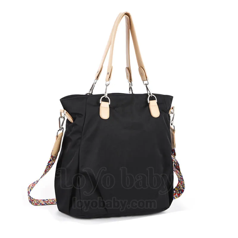 Stylish Waterproof Nylon Diaper Tote Bag For Mom With Shoulder Strap