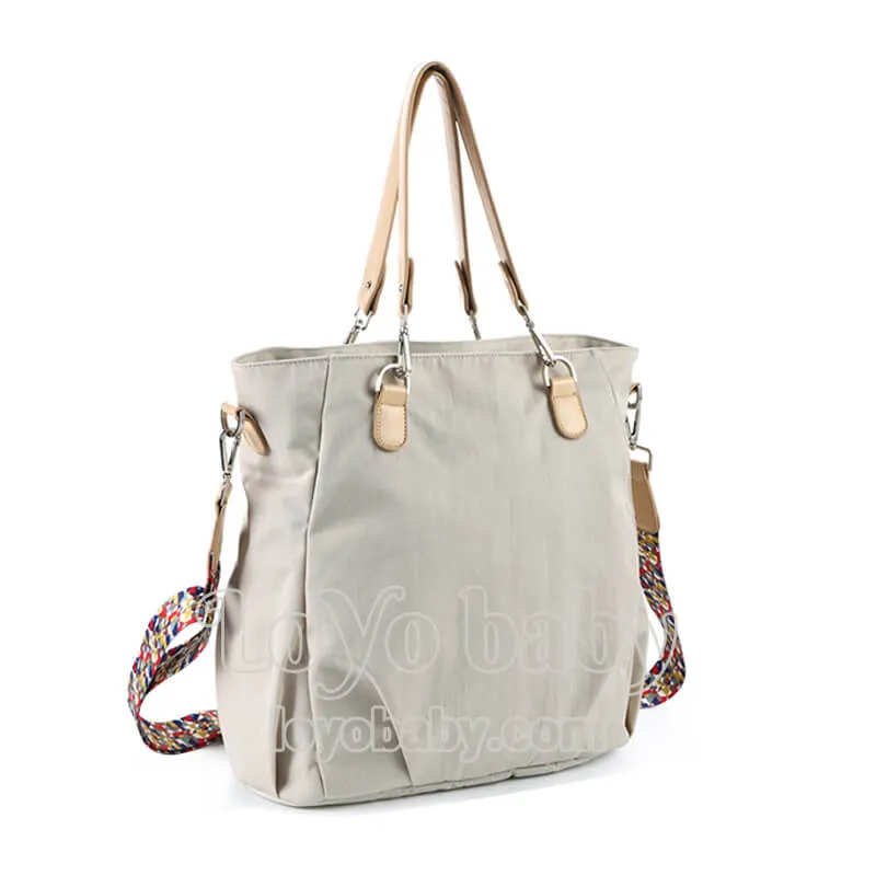 Stylish Waterproof Nylon Diaper Tote Bag For Mom With Shoulder Strap