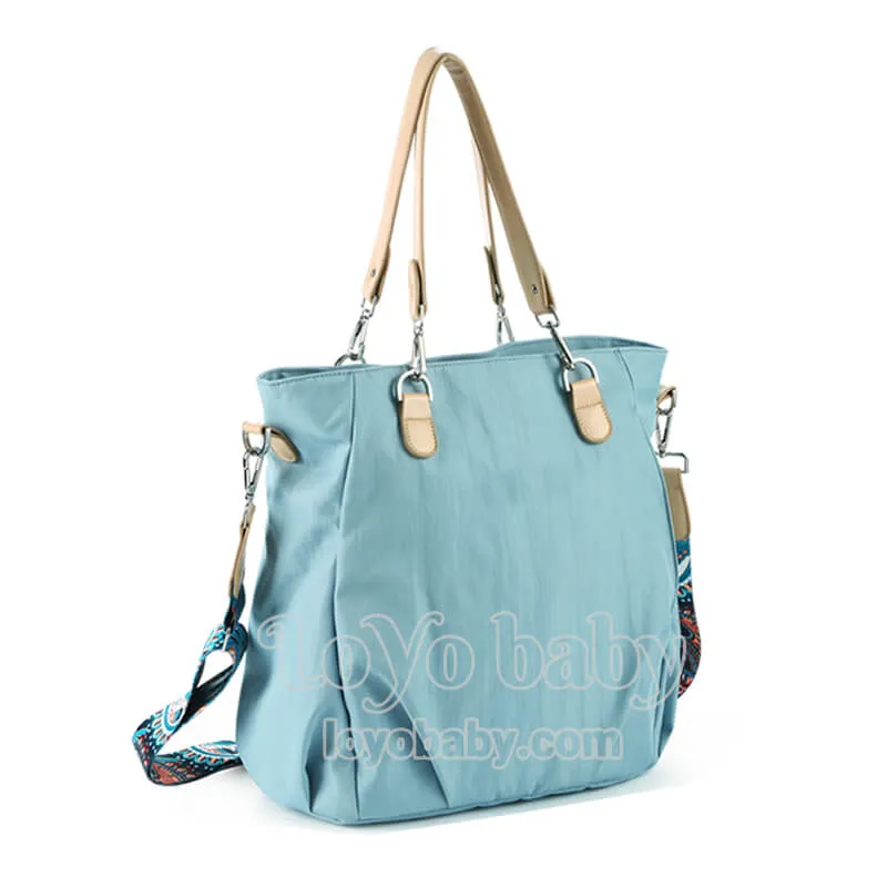 Stylish Waterproof Nylon Diaper Tote Bag For Mom With Shoulder Strap