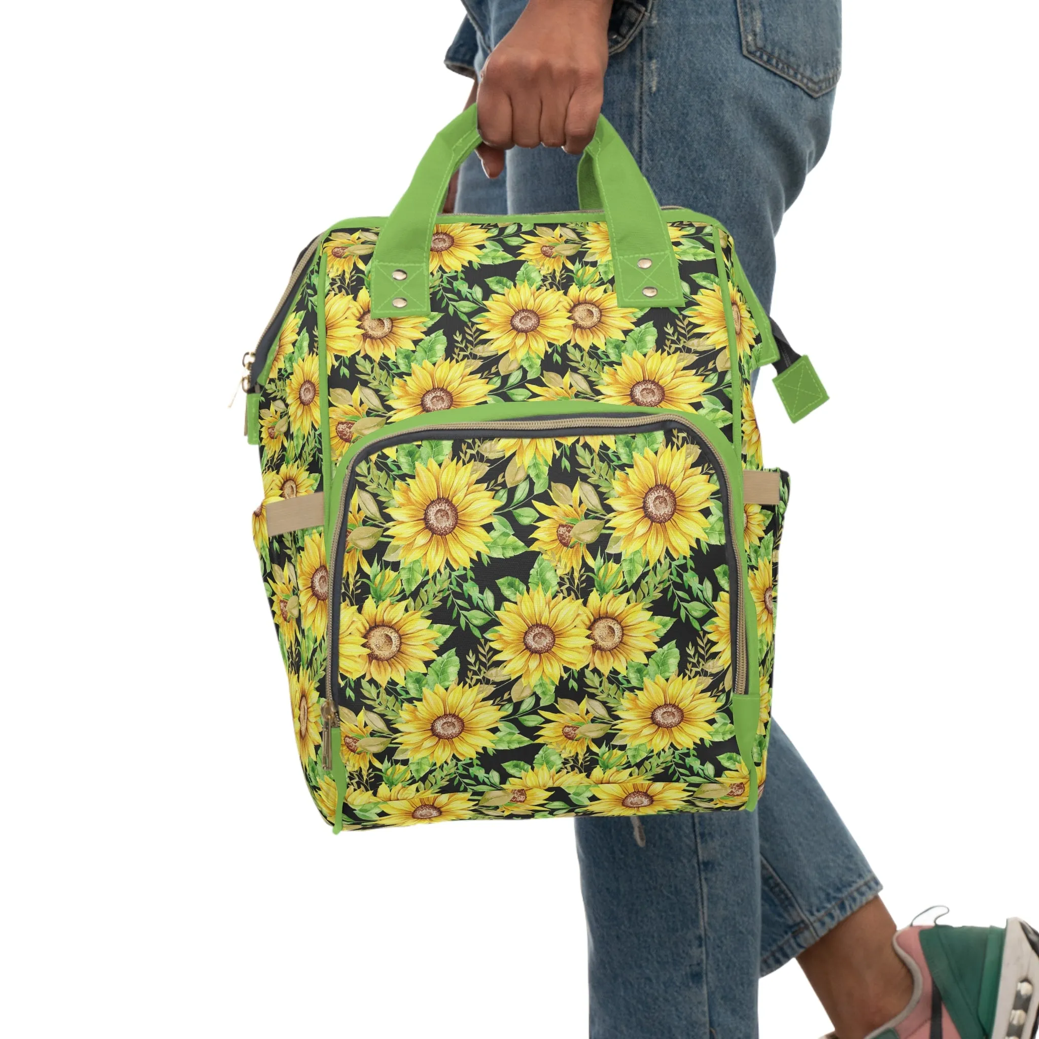 Sunflower Diaper Backpack - Bright & Multifunctional Baby Bag with Sunflower Design, Perfect for Nature-Loving Parents
