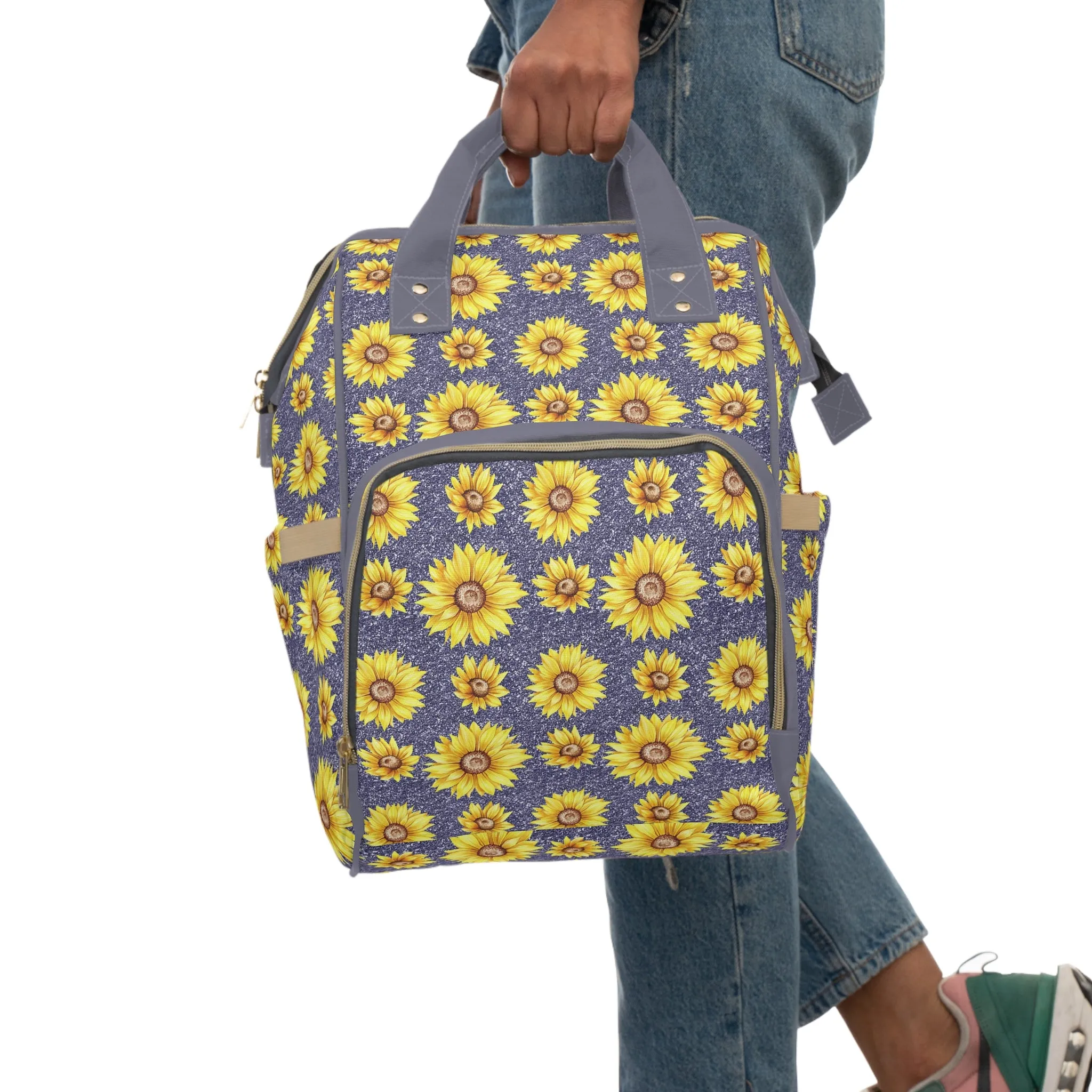 Sunflower Diaper Backpack - Bright & Multifunctional Baby Bag with Sunflower Design, Perfect for Nature-Loving Parents