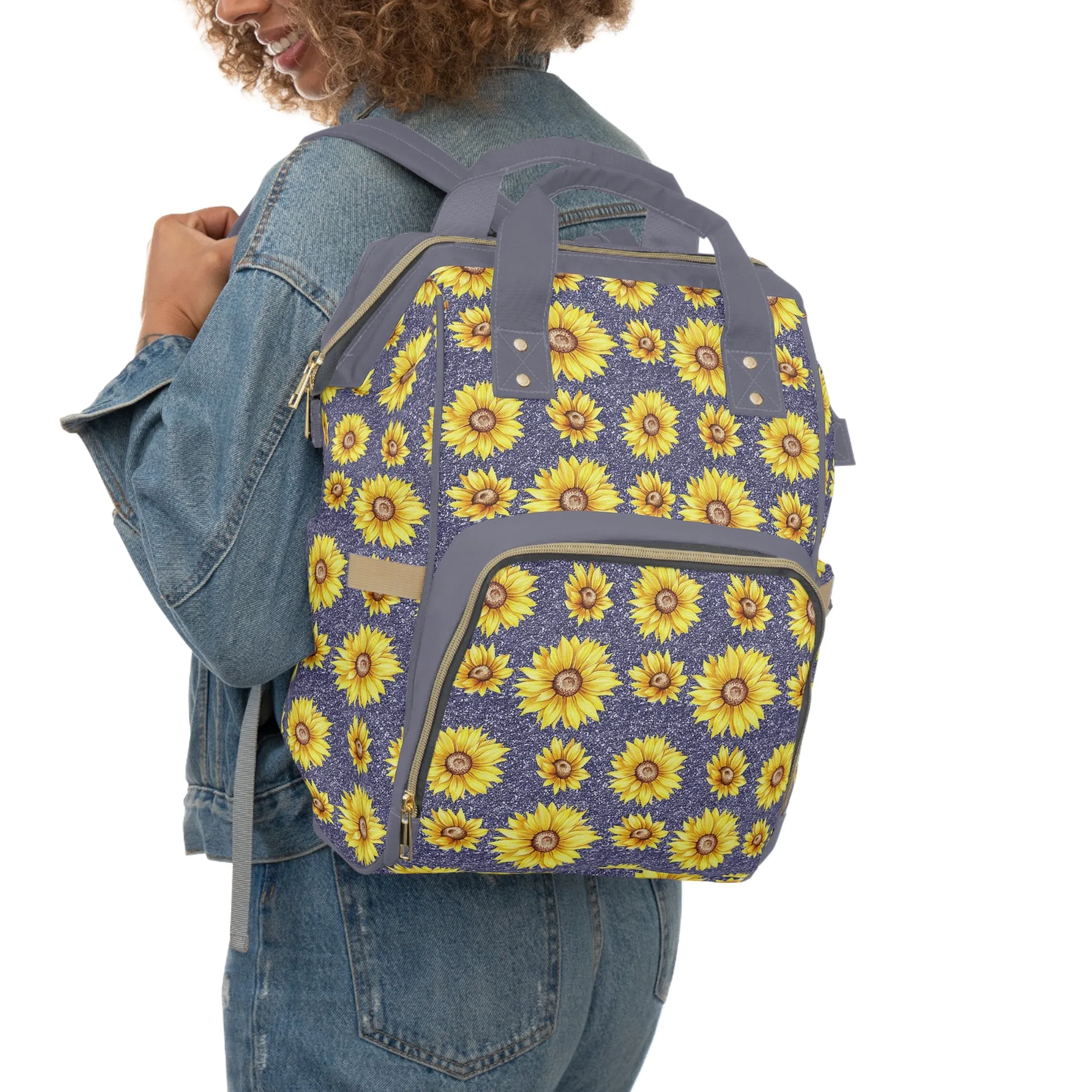 Sunflower Diaper Backpack - Bright & Multifunctional Baby Bag with Sunflower Design, Perfect for Nature-Loving Parents