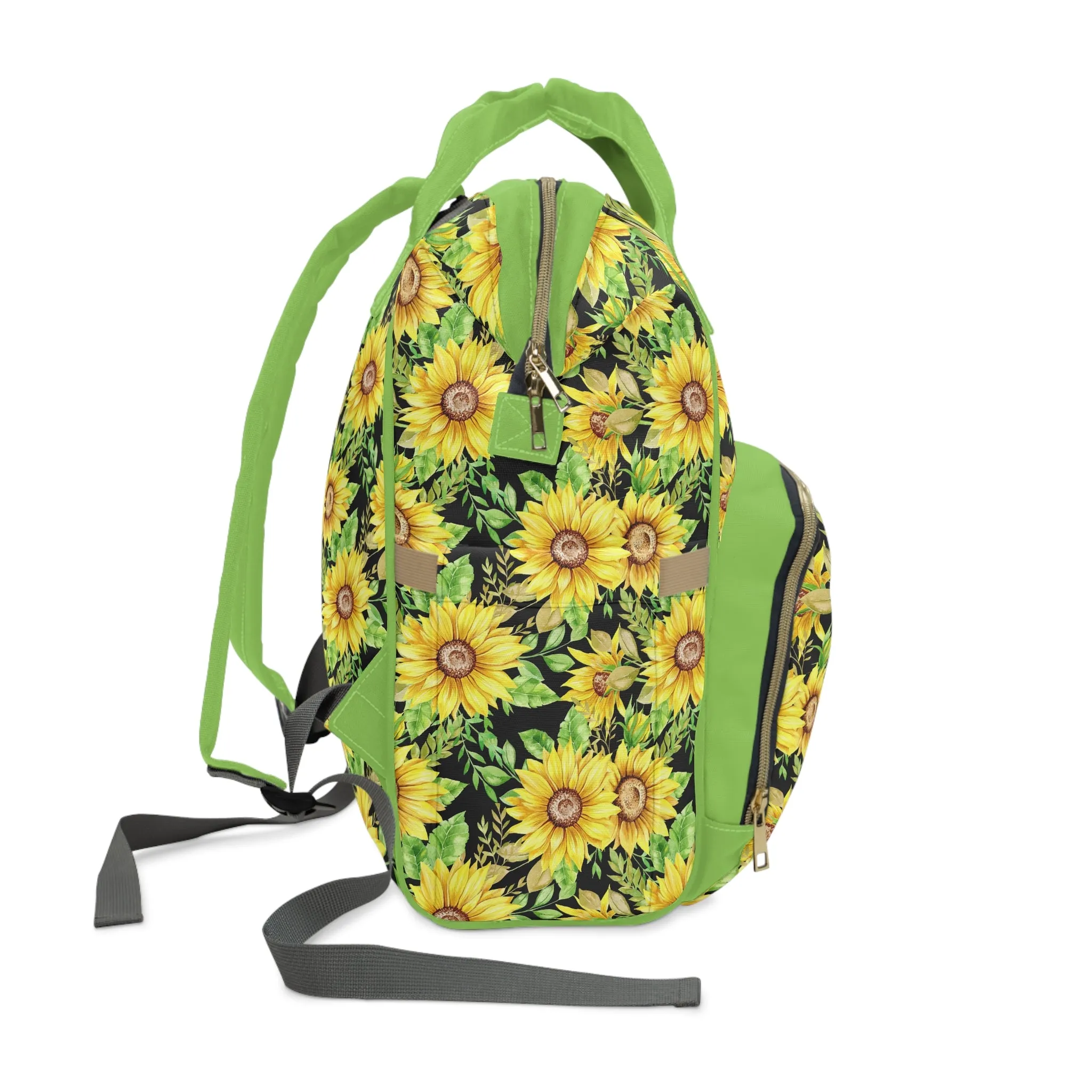 Sunflower Diaper Backpack - Bright & Multifunctional Baby Bag with Sunflower Design, Perfect for Nature-Loving Parents