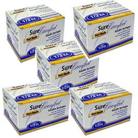 SureComfort U-100 Insulin Syringes Short Needle 31g 1/2cc 5/16in 100/bx Case of 5