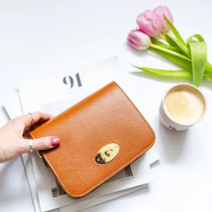 Tan Leather Crossbody Lock Bag
