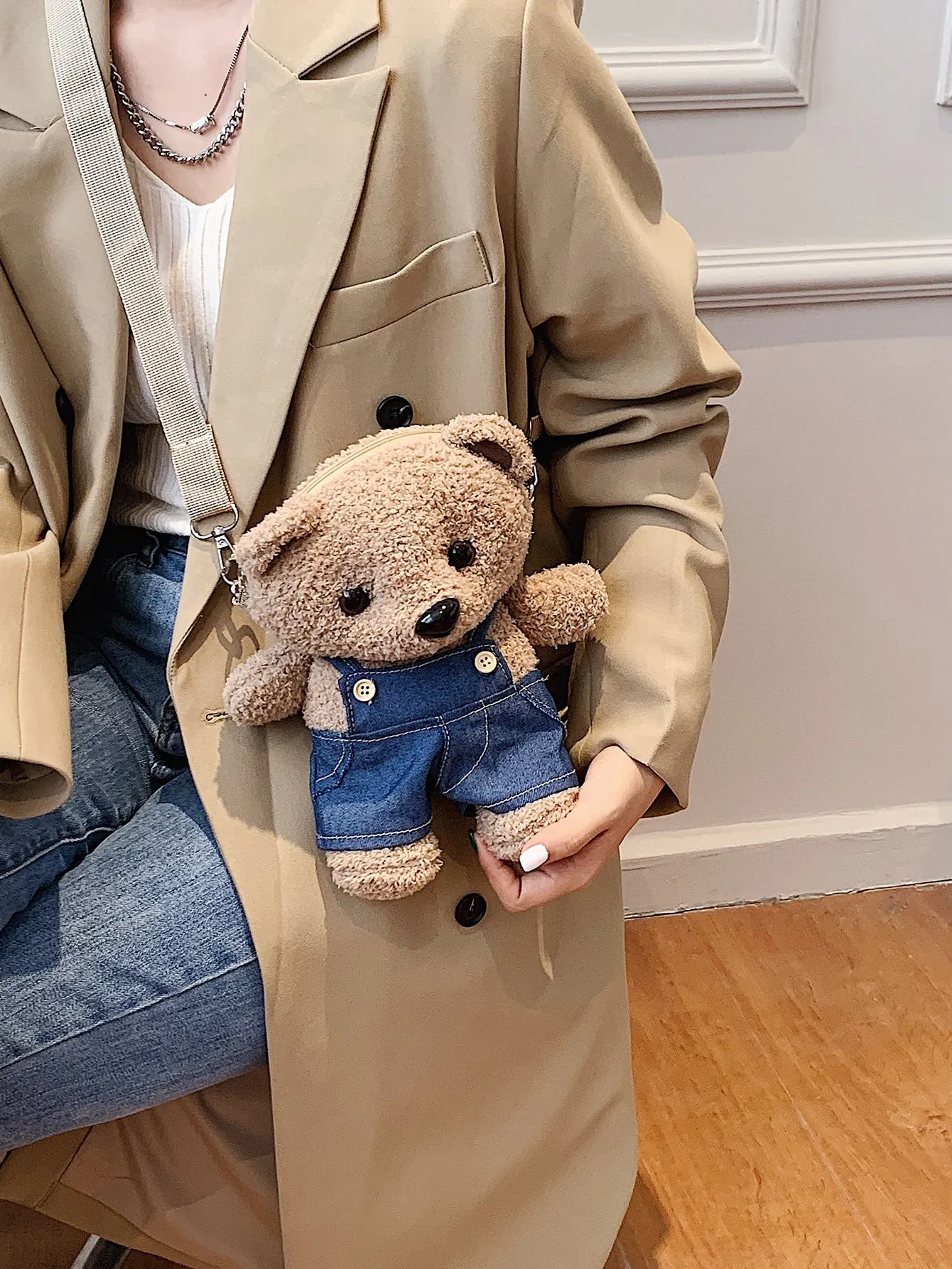 Teddy Bear Design Novelty Bag - Brown