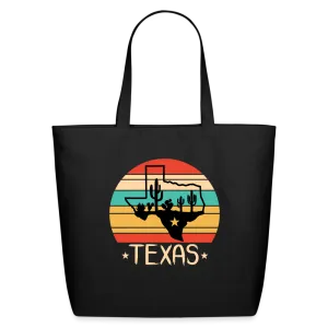 Texan Desert Journey: Eco-Friendly Tote Bag with Cactus and Texas Silhouette