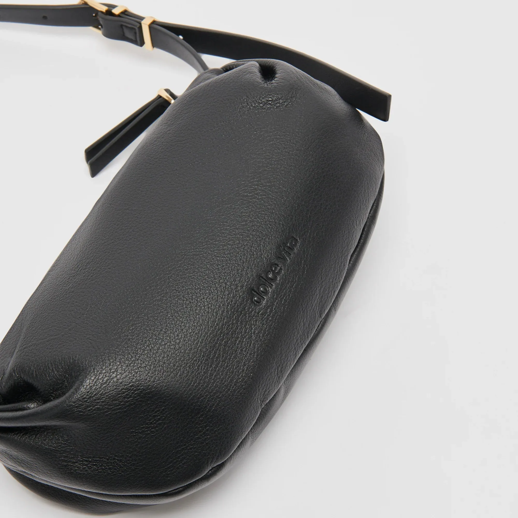 The Livi Shoulder Bag by Dolce Vita - Black Leather