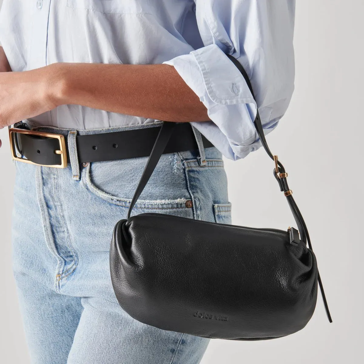 The Livi Shoulder Bag by Dolce Vita - Black Leather