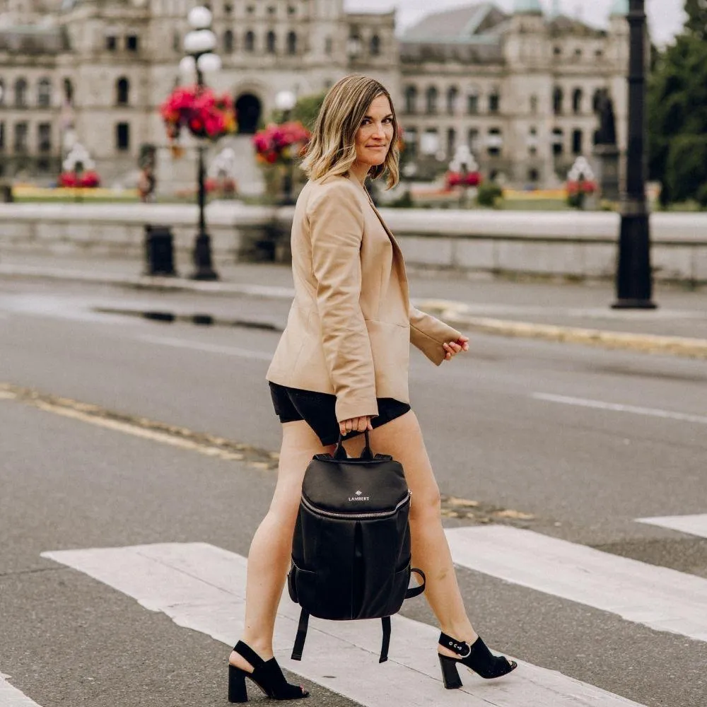 The SARA - Women's Black Vegan Leather Backpack