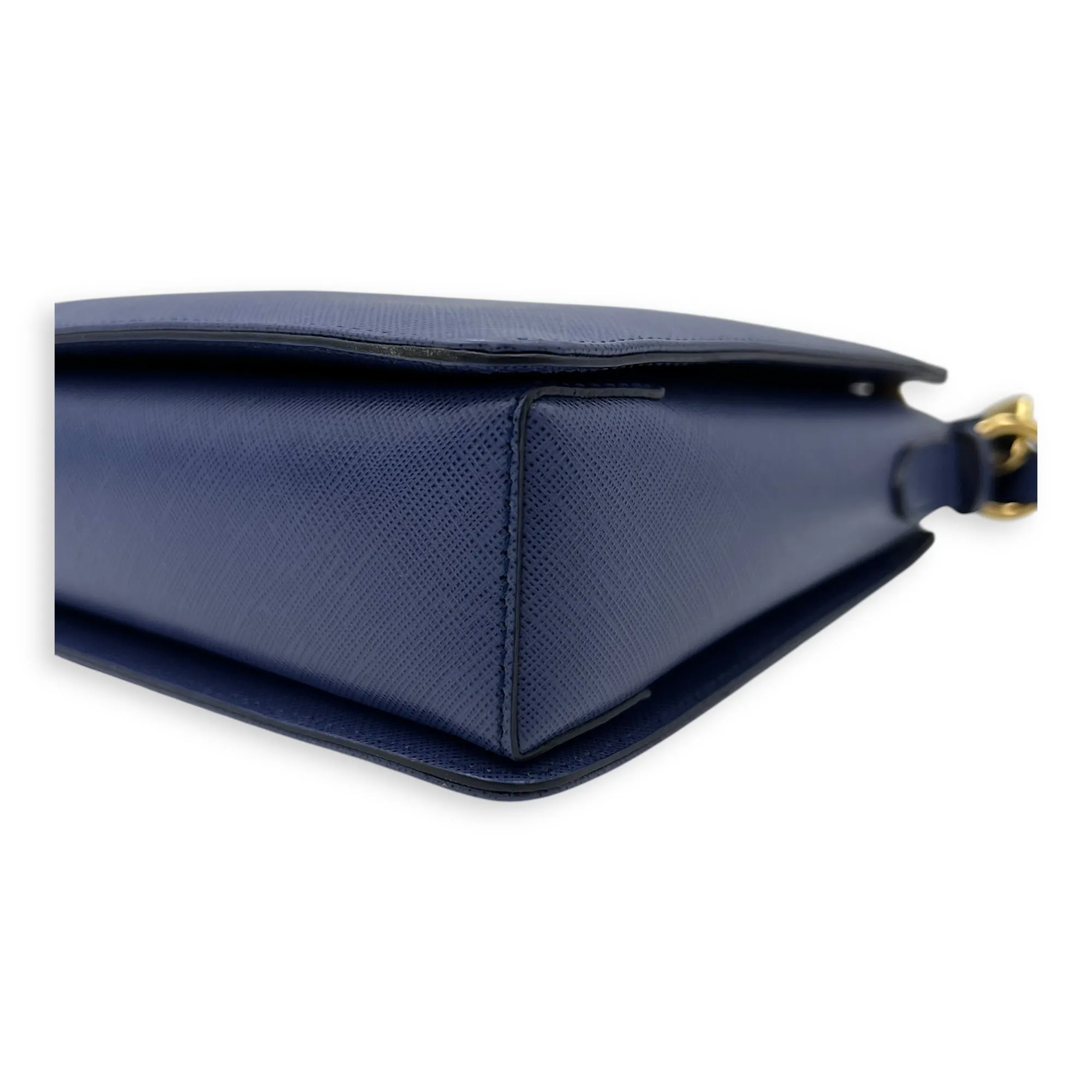 Tracy Crossbody Bag Small Blue in Saffiano Leather, Gold hardware