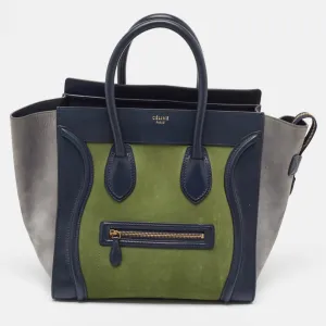 Tricolor Nubuck Leather Mini Luggage Tote