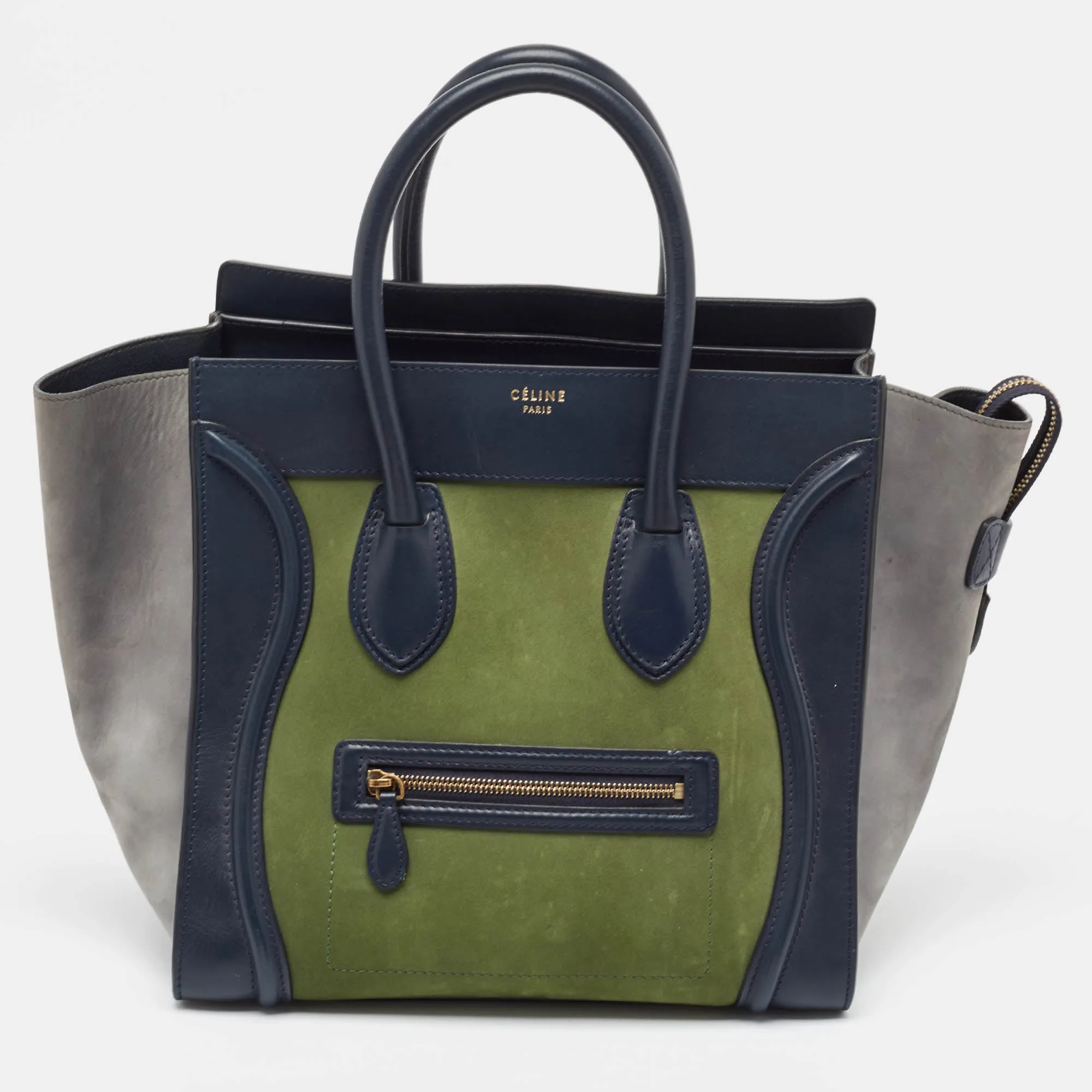 Tricolor Nubuck Leather Mini Luggage Tote