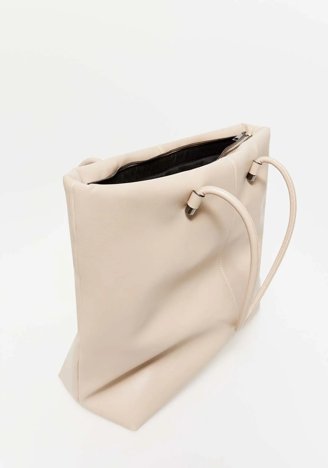 Tubular Handles Bag - Beige