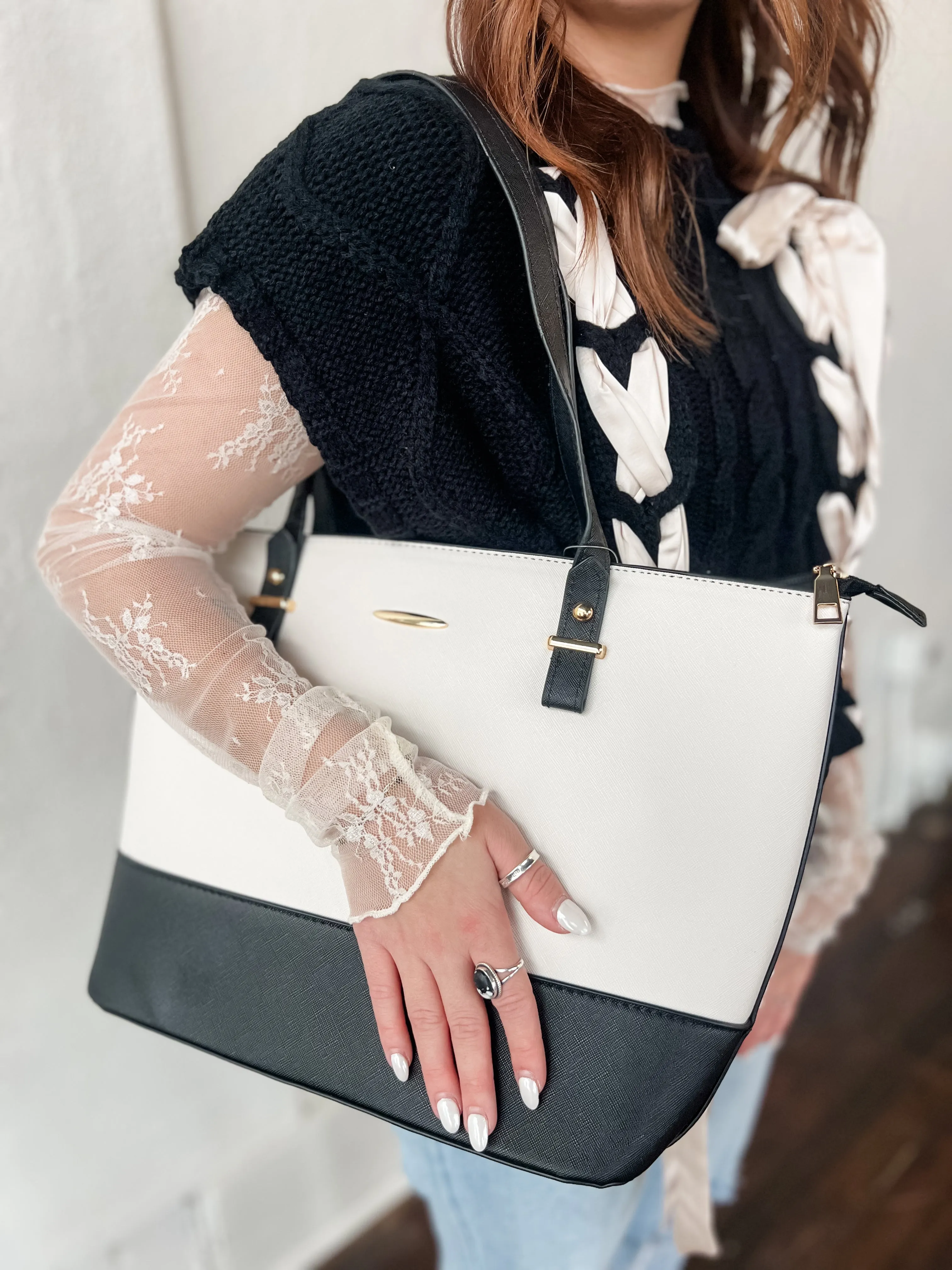 Two Tone Contrast Tote Bag