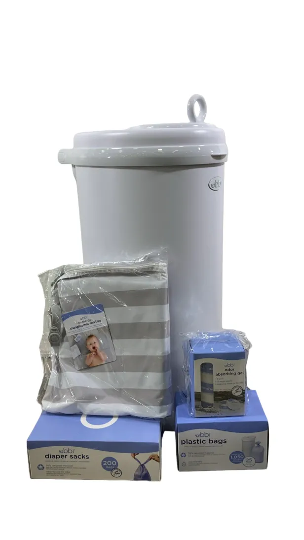 Ubbi Diaper Pail Value Gift Set, Matte White