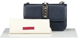 Valentino Garavani Blue Medium Rockstud Glam Lock Flap Bag