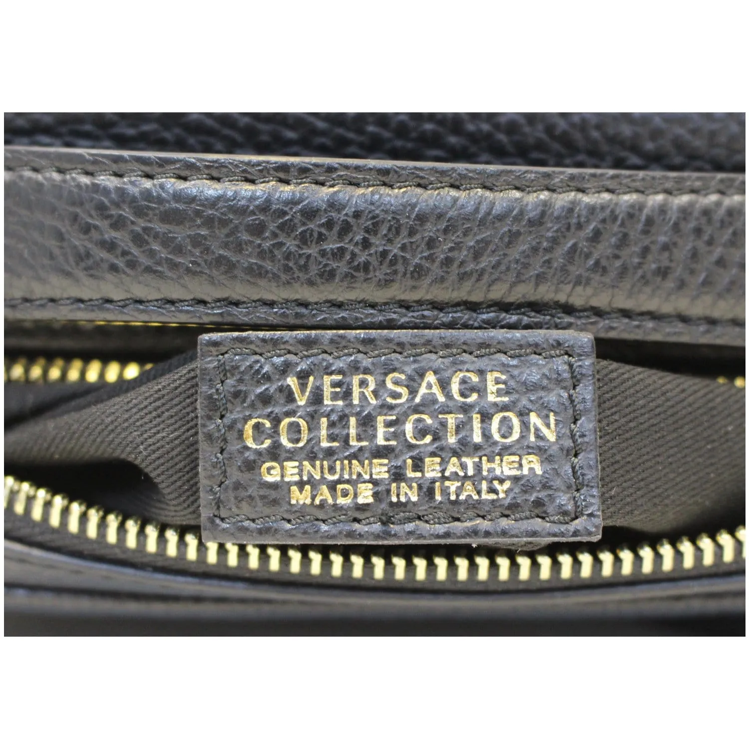 VERSACE Collection Pebbled Leather Camera Crossbody Bag Black