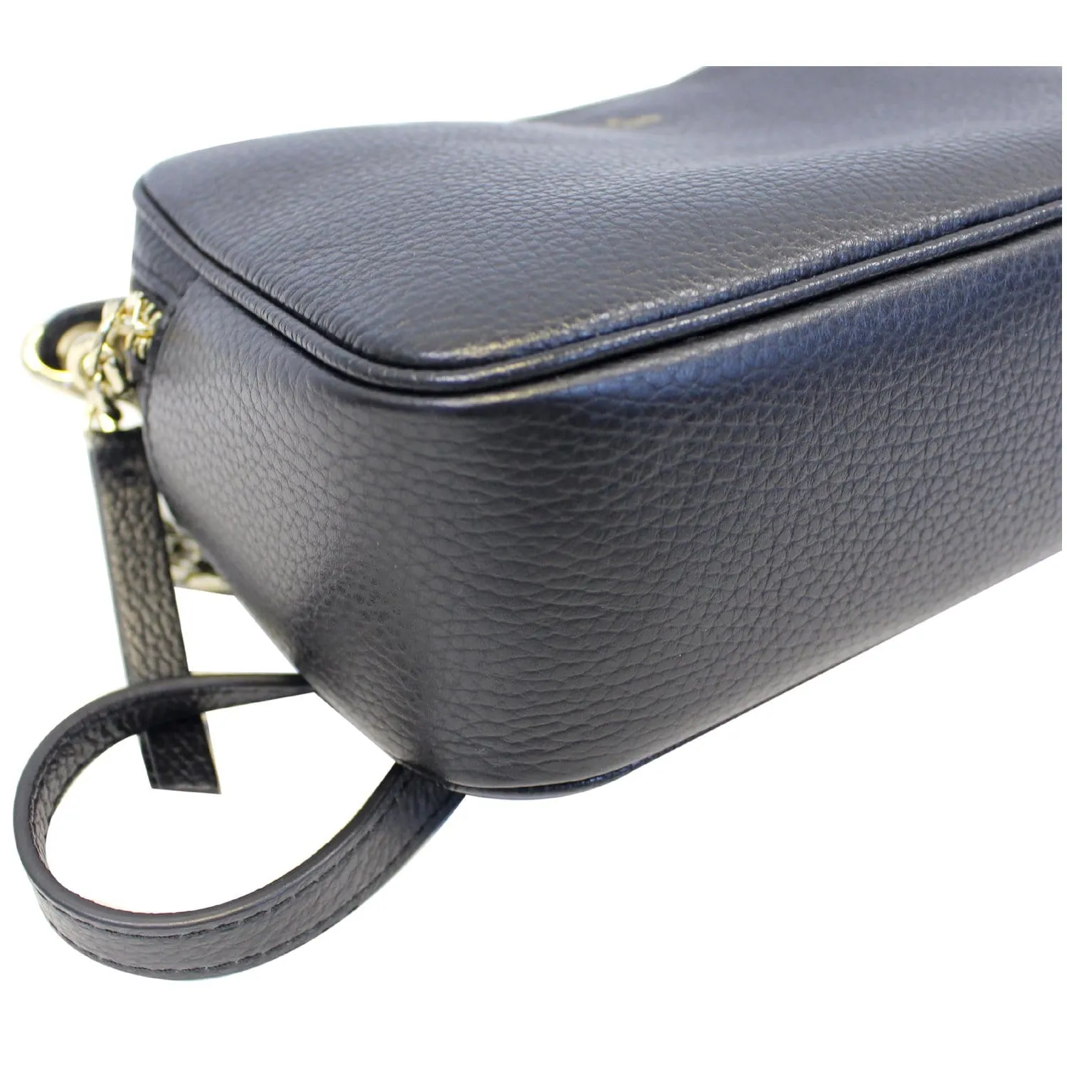 VERSACE Collection Pebbled Leather Camera Crossbody Bag Black