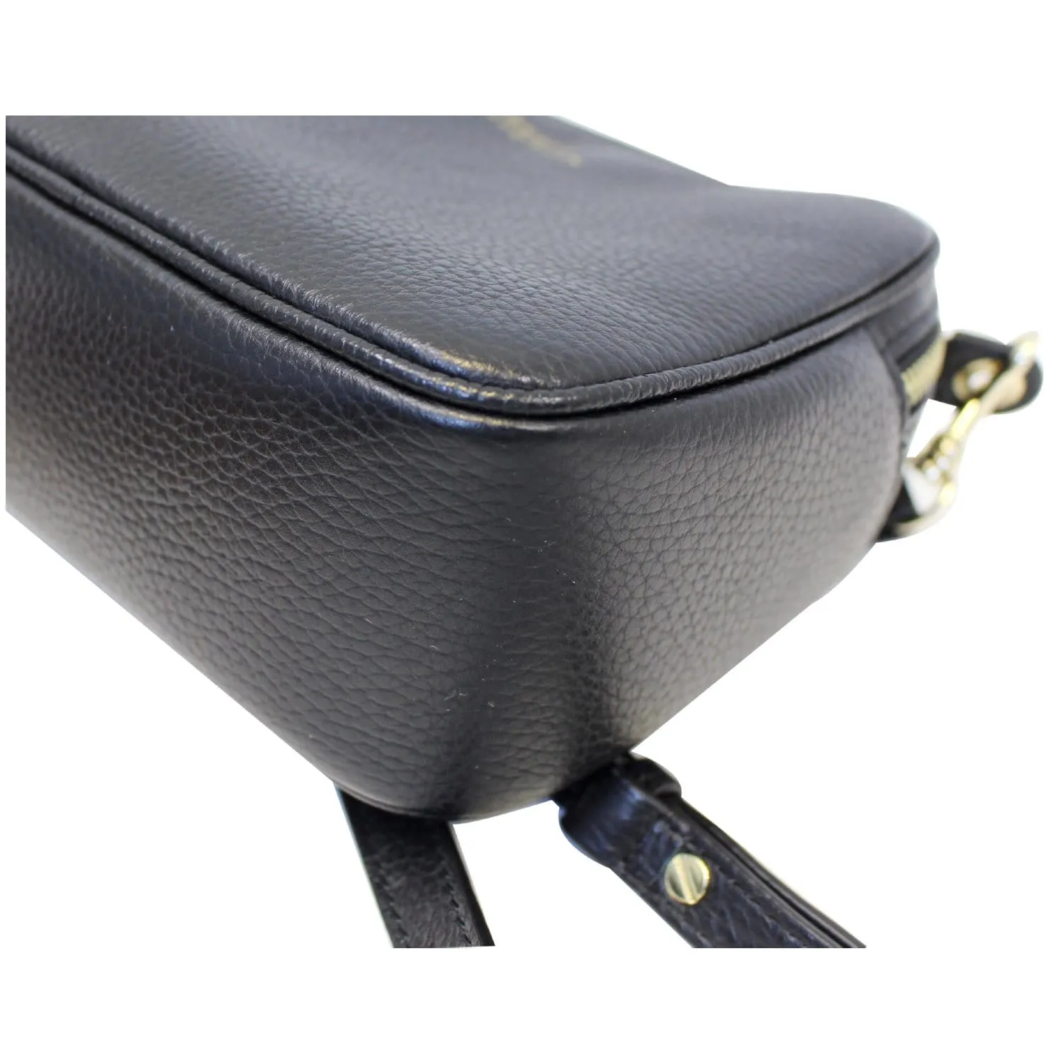 VERSACE Collection Pebbled Leather Camera Crossbody Bag Black