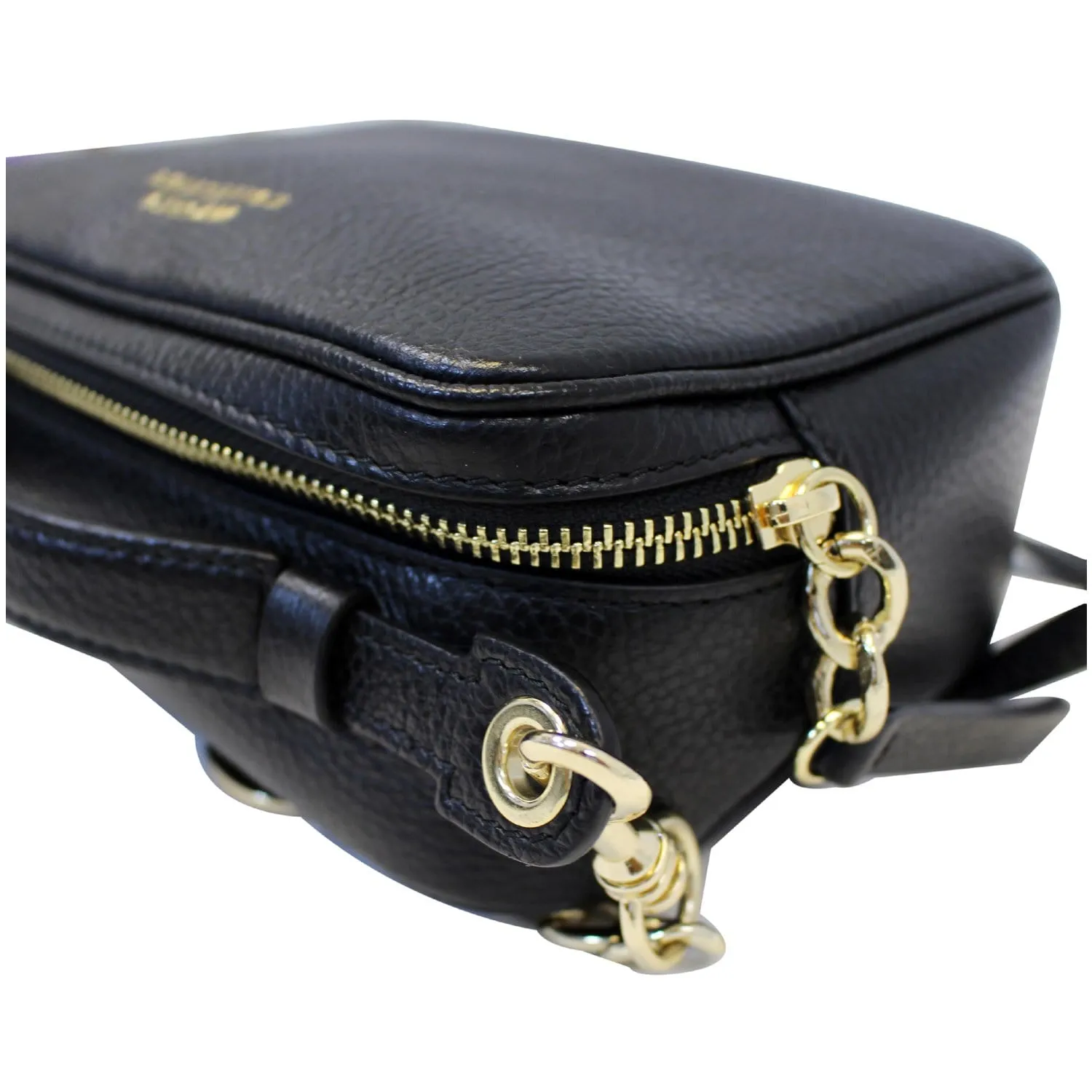 VERSACE Collection Pebbled Leather Camera Crossbody Bag Black