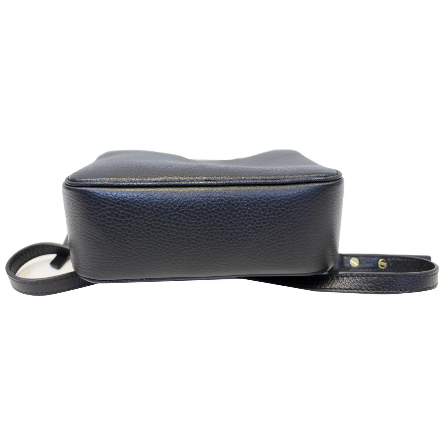 VERSACE Collection Pebbled Leather Camera Crossbody Bag Black