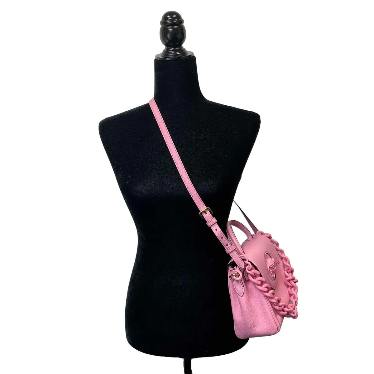 Versace - New Women's La Medusa Small Pink Top Handle w / leather & Chain Straps