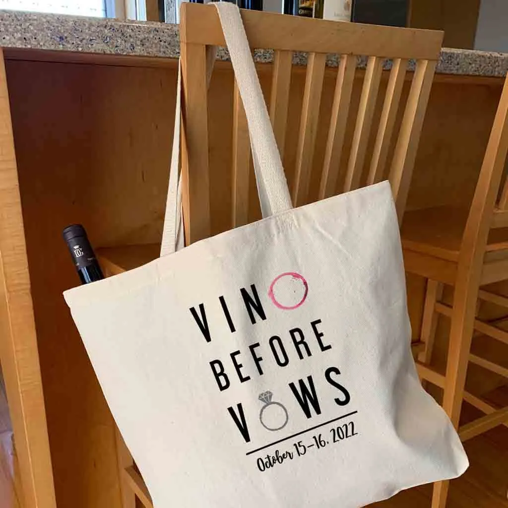 Vino Before Vows Large Bachelorette Party Tote