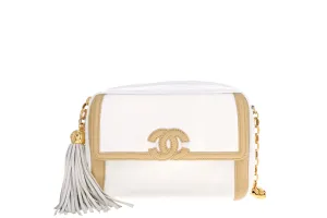 Vintage Chanel Cream & Tan Lambskin Small Camera Bag
