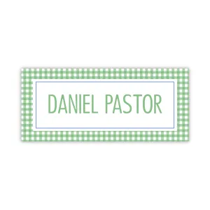 Water Resistant Name Labels - Green Gingham