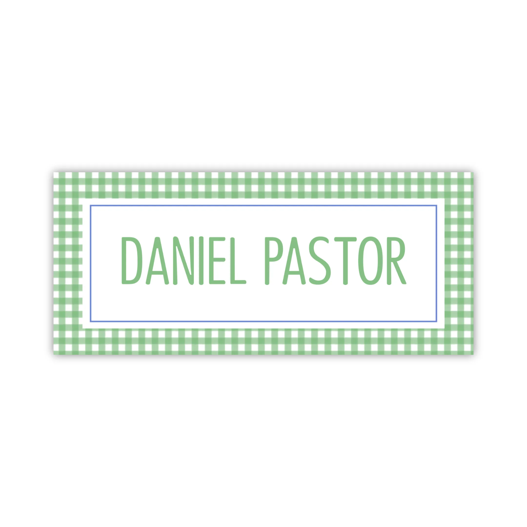 Water Resistant Name Labels - Green Gingham