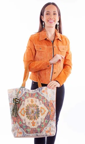 Western Shoulder Tote Textured Southwest Print