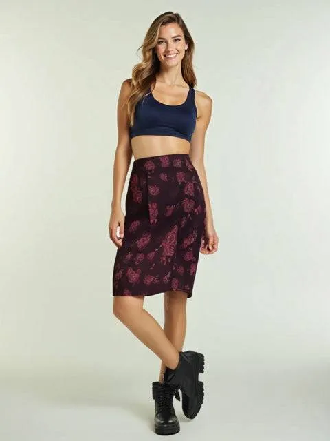 White House Black Market Plum Roses Skirt Size 8